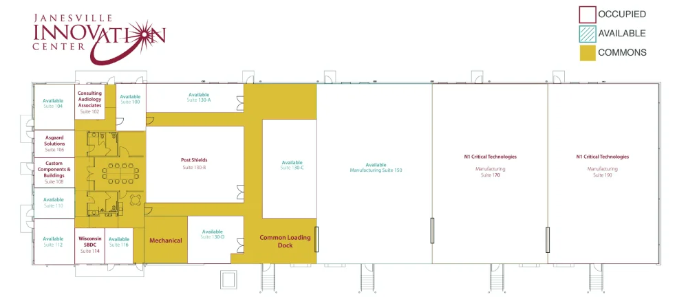 JIC Floorplan Showing Available Spaces